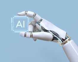 Robotic hand is holding AI chip